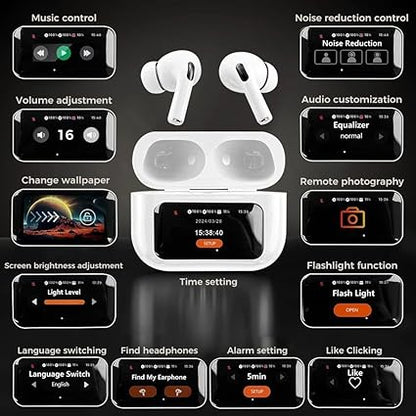 A9 Pro Wireless Airpods With ANC/ENC, Noise Cancellation & Touch Control/Display